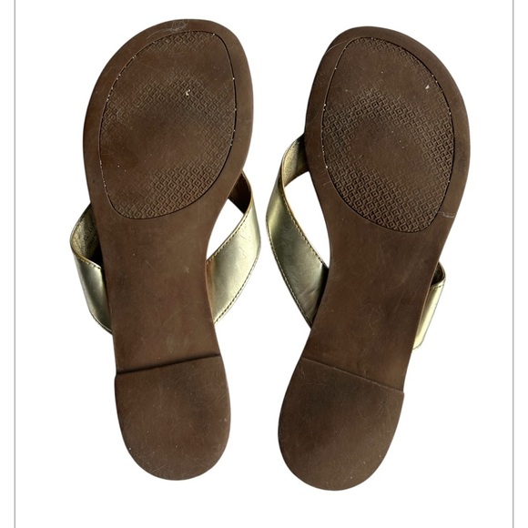 Tory Burch Thora Metallic Gold Thong Flat Sandals Size 9 - Picture 5 of 6